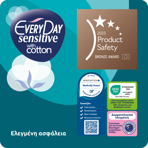 EVERYDAY - VALUE PACK SENSITIVE WITH COTTON Σερβιέτες Normal Ultra Plus - 18τεμ.